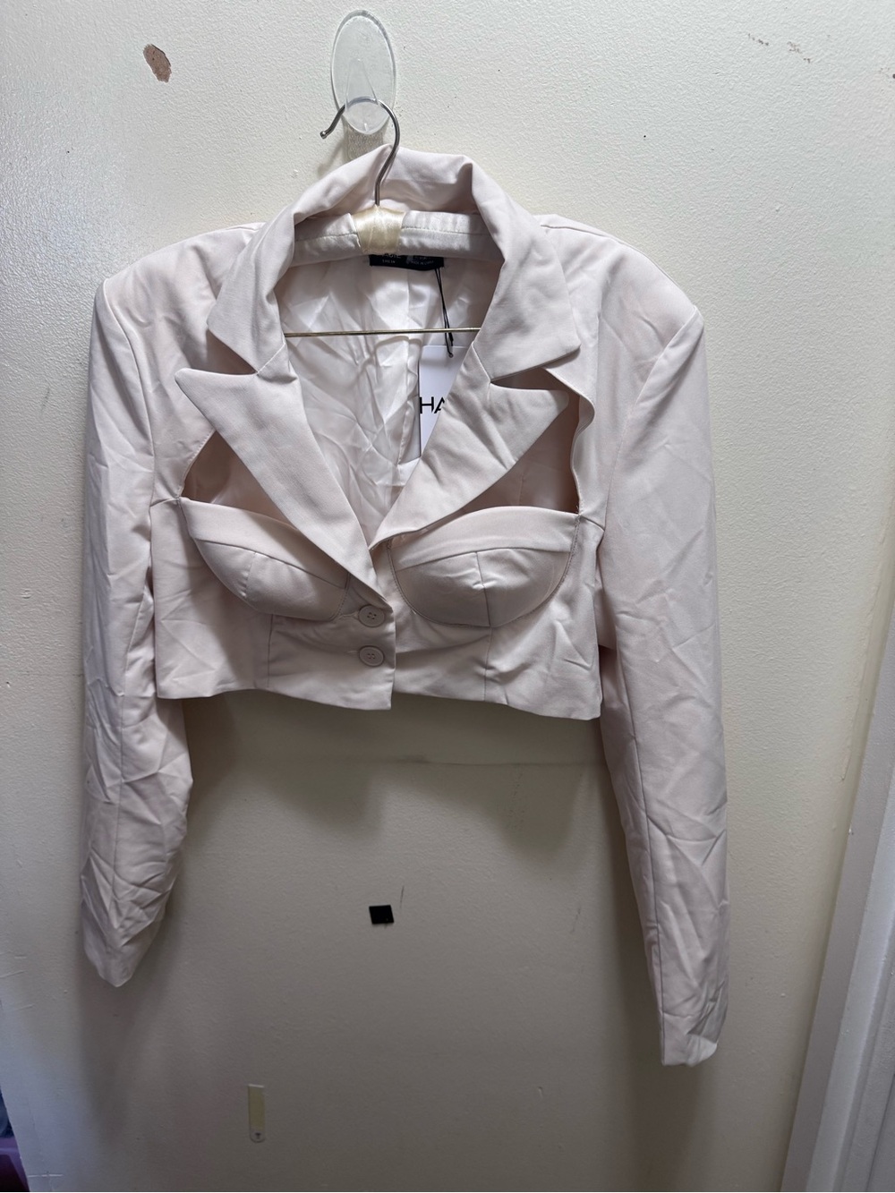 SHEIN Cropped Bustier Blazer in Light Beige size large new w/tag
